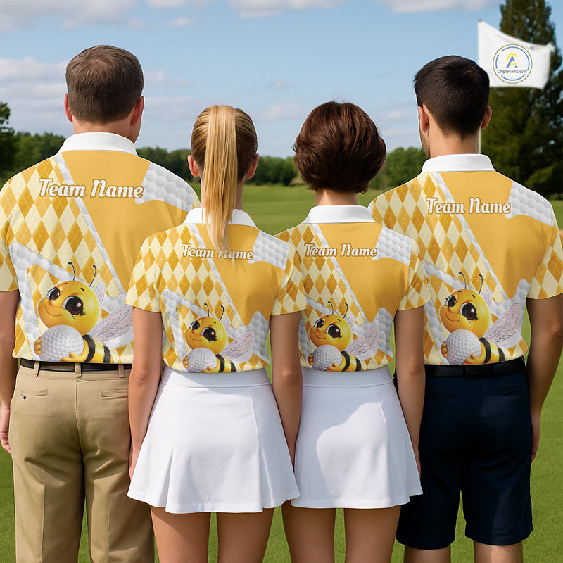 Personalized Bee Golf Polo Shirt Argyle Golf Shirt Custom Name Golfer Shirt Golf Gift For Men NHT687