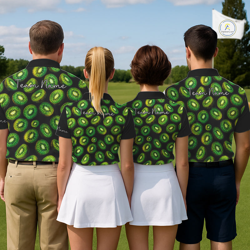 Funny Colorful Kiwi In Dark Golf Men's Polo Shirt, Funny Fruit Pattern Polo Top NHT579