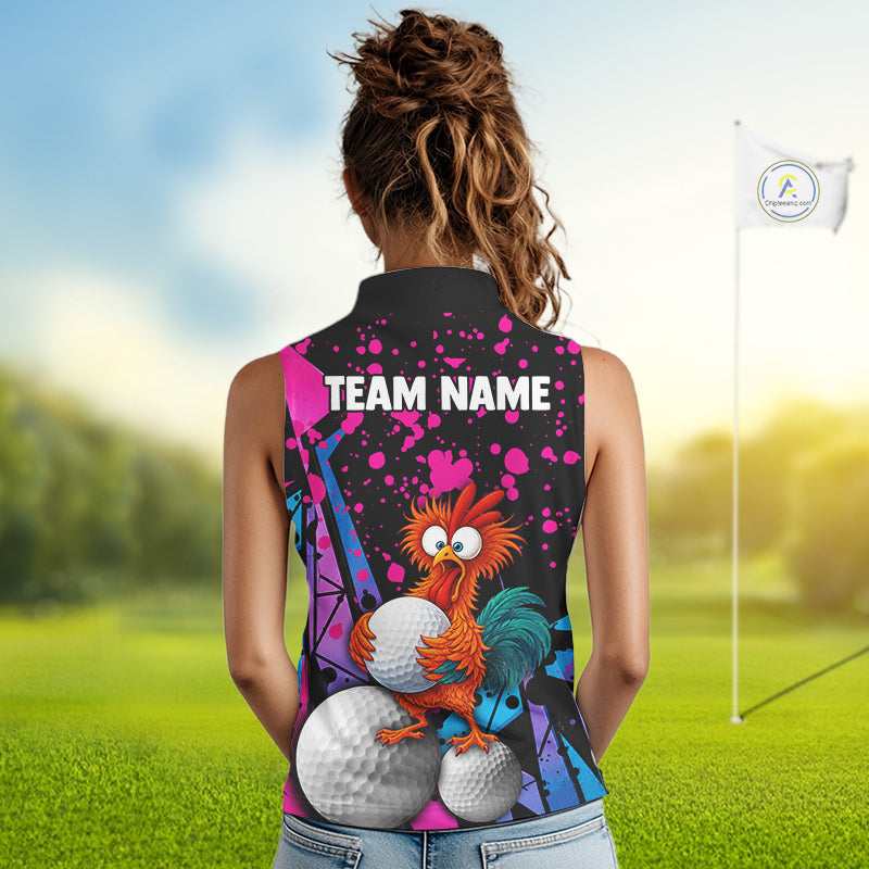 Colorful Funny Chicken Golf Jersey For Womens Golf League Golf Team Shirts NHT953
