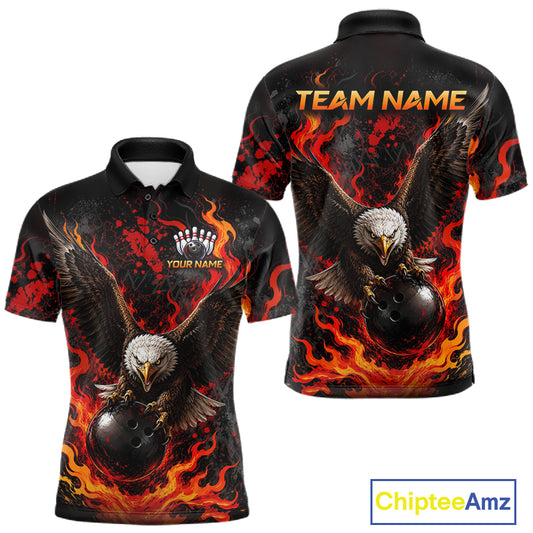 Eagle Bowling Polo Shirt Custom Name Team Quarter Zip Bowling Jersey For Men NHT1350