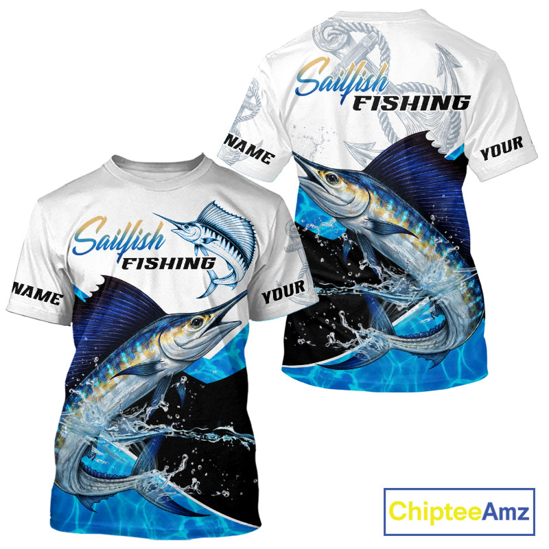 Custom Sailfish Saltwater Custom Tuna Saltwater Fishing T-Shirt Designed For Deep Sea Anglers NHT1356