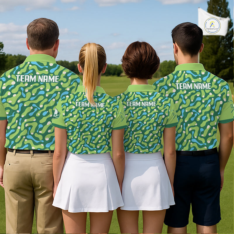 Custom Green Camo Pattern Mens Golf Polo Shirt Personalized Team Golf Uniform NHT1112