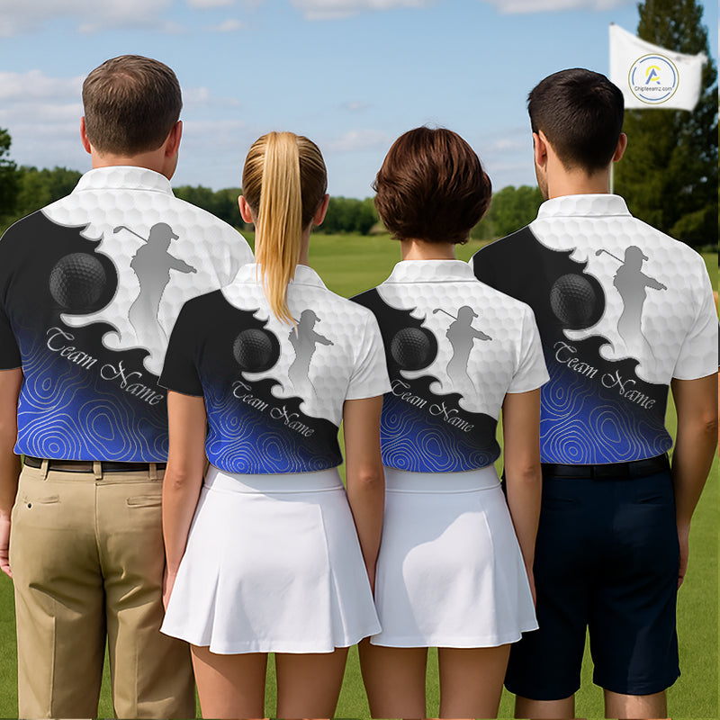Custom Womens Golf Polo Shirt Blue Black Gradient, Personalized Name Golf Shirt, Gift For Golfer NHT826