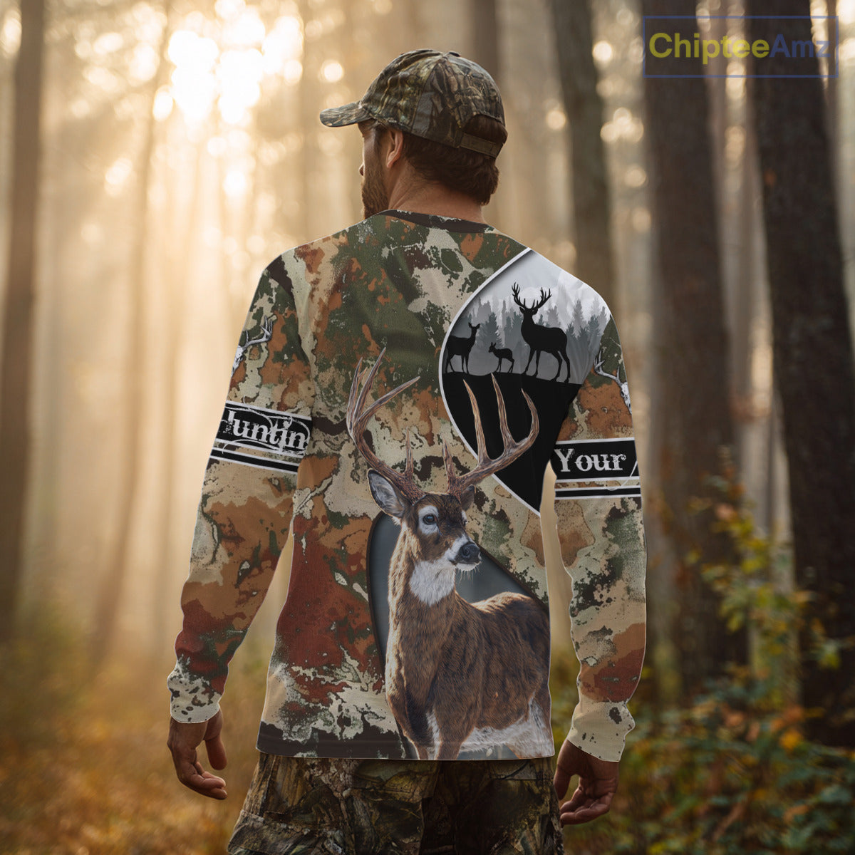 Whitetail Deer Hunting Shirt With Camouflage, Deer Hunter Custom Name, Hunting Gift NHT97