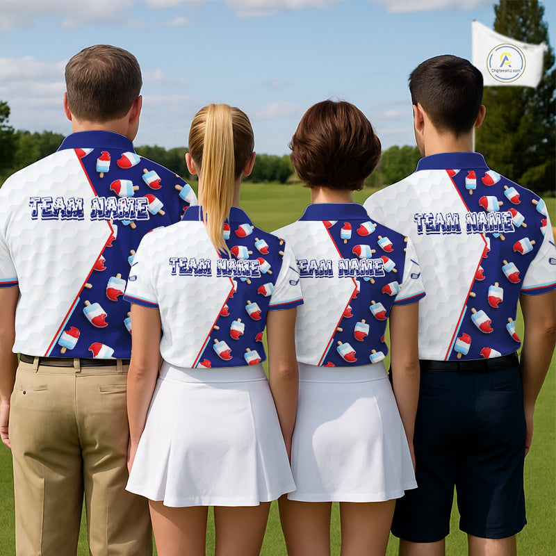 Custom Popsicle Pattern Mens Golf Polo, Personalized Summer Sweet Golf Shirt, Custom Golf Jersey, Familly Team Shirt NHT698