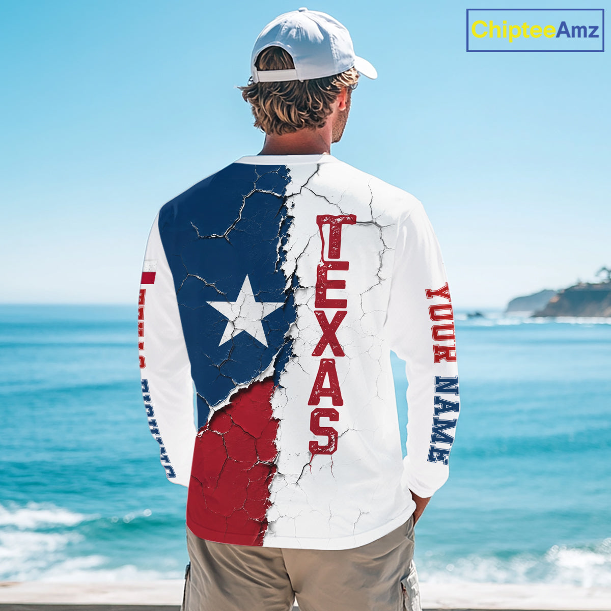 Texas Fishing Shirt Long Sleeve Patriotic Texas Flag UV Protection Fishing Apparel