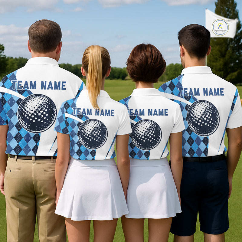 White And Green Argyle Pattern Mens Golf Polo Shirt Custom Golf Polo Best Golf Gifts NHT561