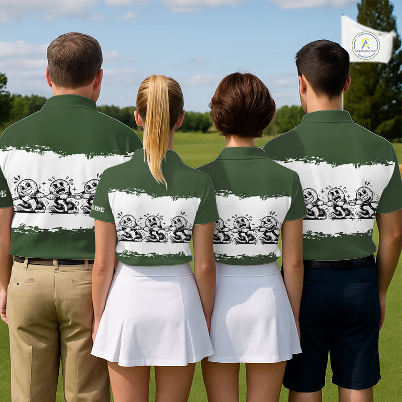 Funny Mens Golf Polo Shirt Green And White Golf Balls Personalized Golf Shirts For Men NHT787