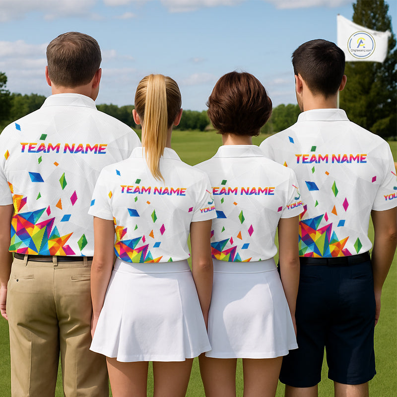 Custom Name Mens Golf Polo Jerseys – Breathable Colorful Geometric Athletic Shirt NHT839