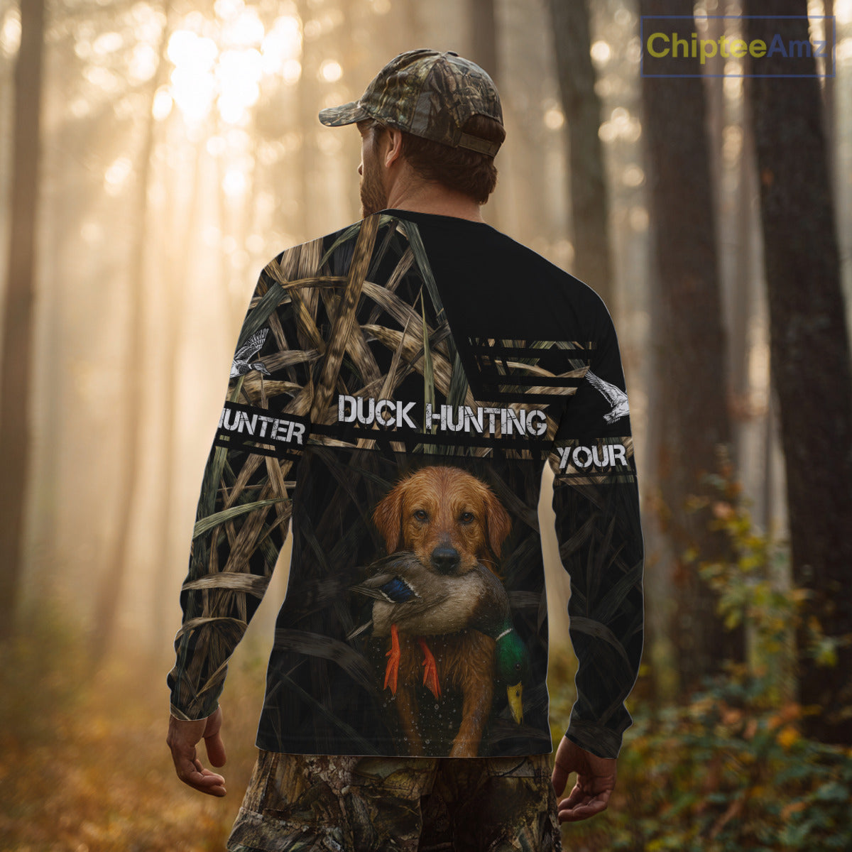 Mallard Duck Hunting Yellow Lab Custom Name 3D All Over Print Shirt, Lab Dog Hunting Gifts NHT130
