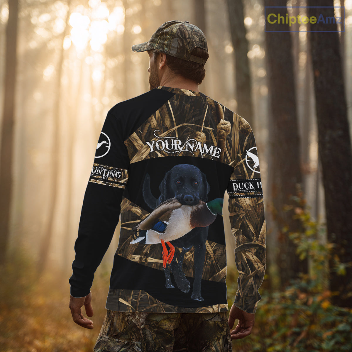 Duck Hunting Waterfowl Camo Black Labrador Retriever Dog Shirts, Duck Hunting Clothes NHT197