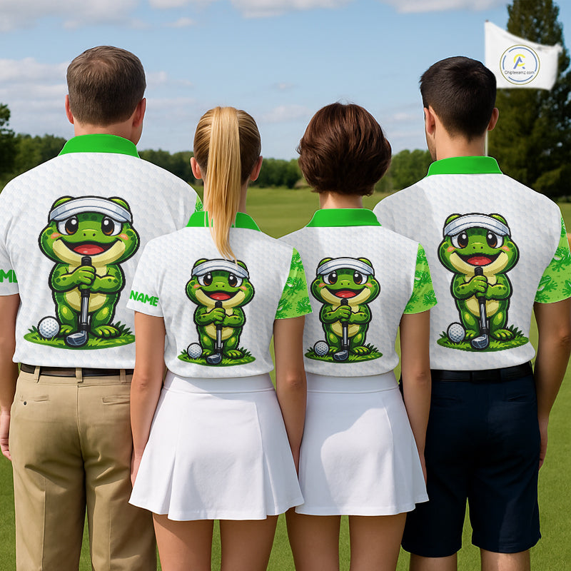Funny Frog Green Mens Golf Polo Shirt Custom Men Golf Top, Personalized Golf Gifts NBT517