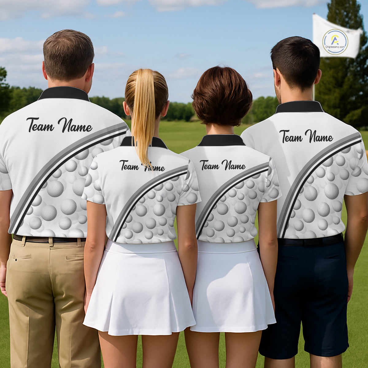 Golf Ball Gray Pattern Mens Golf Polo Shirts Custom Name Golf Ball Pattern, Golf Attire For Mens NBT561