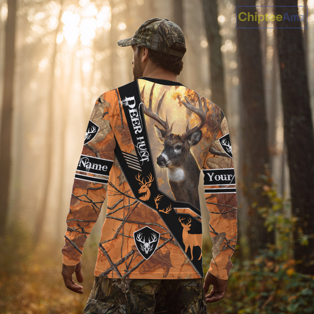 Deer Hunting Orange Camouflage 3D Printing Custom Name Shirts, Best Deer Hunting Shirts for Men NBT152