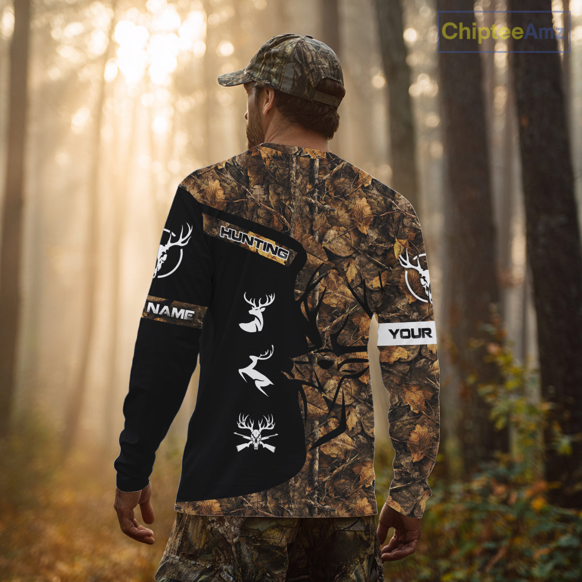 Custom Deer Hunting Brown Camo Shirts for Men, Camouflage Deer Hunting Shirts NBT83