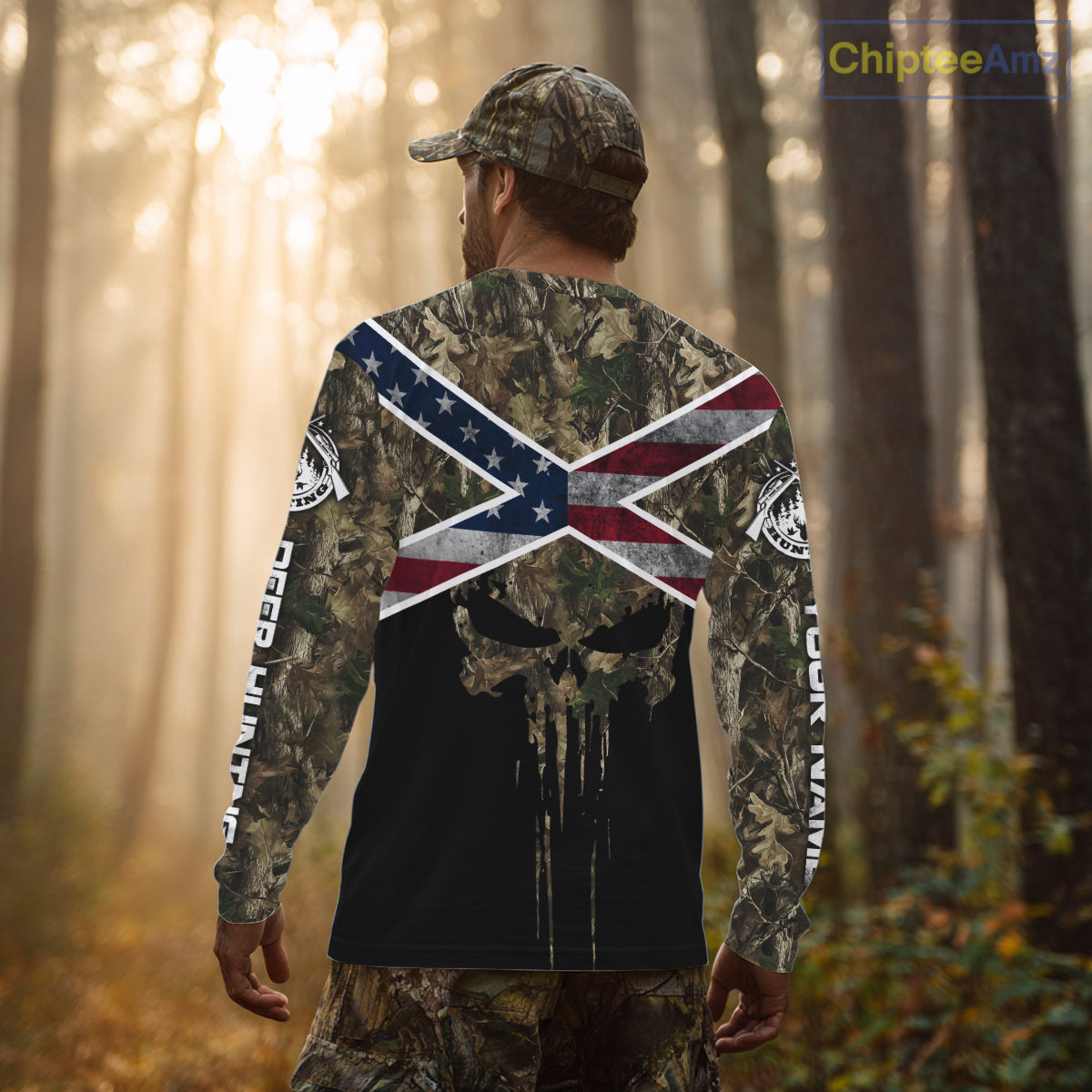 Camo Deer Hunting Shirts with US Flag, Personalized Deer Hunting Shirt, Hunting Gifts for Men NBT95