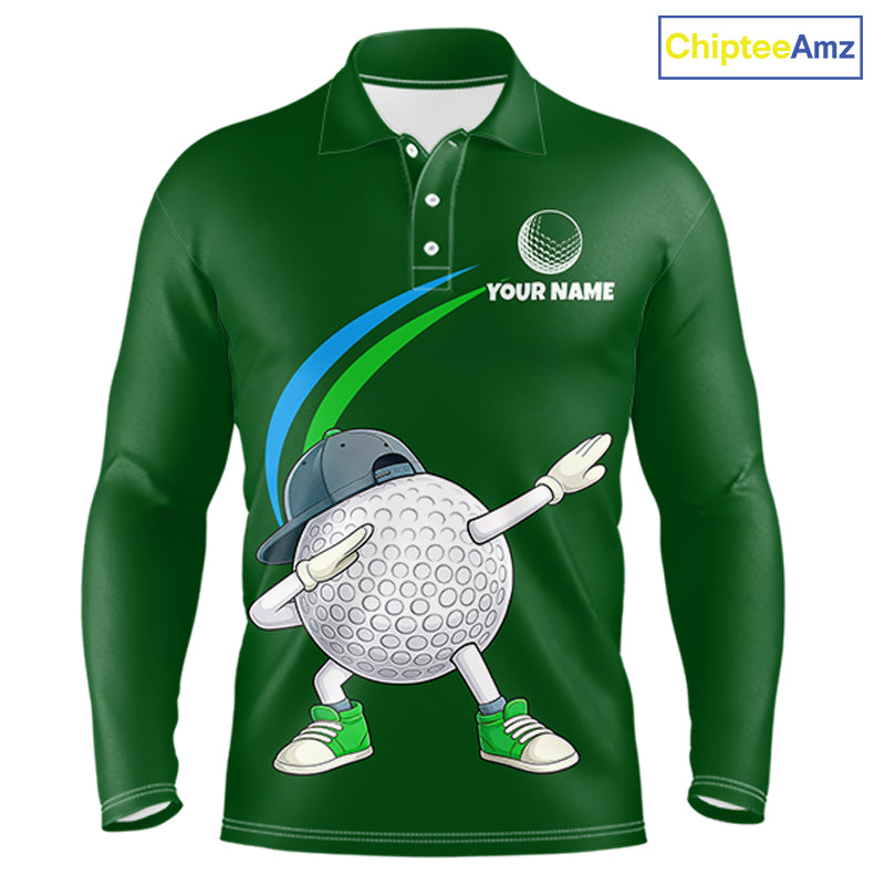 Green Funny Golf Ball Custom Team Polo Shirt, Personalized Mens Golf Polo Shirt, Golf Lovers Gift NBT605