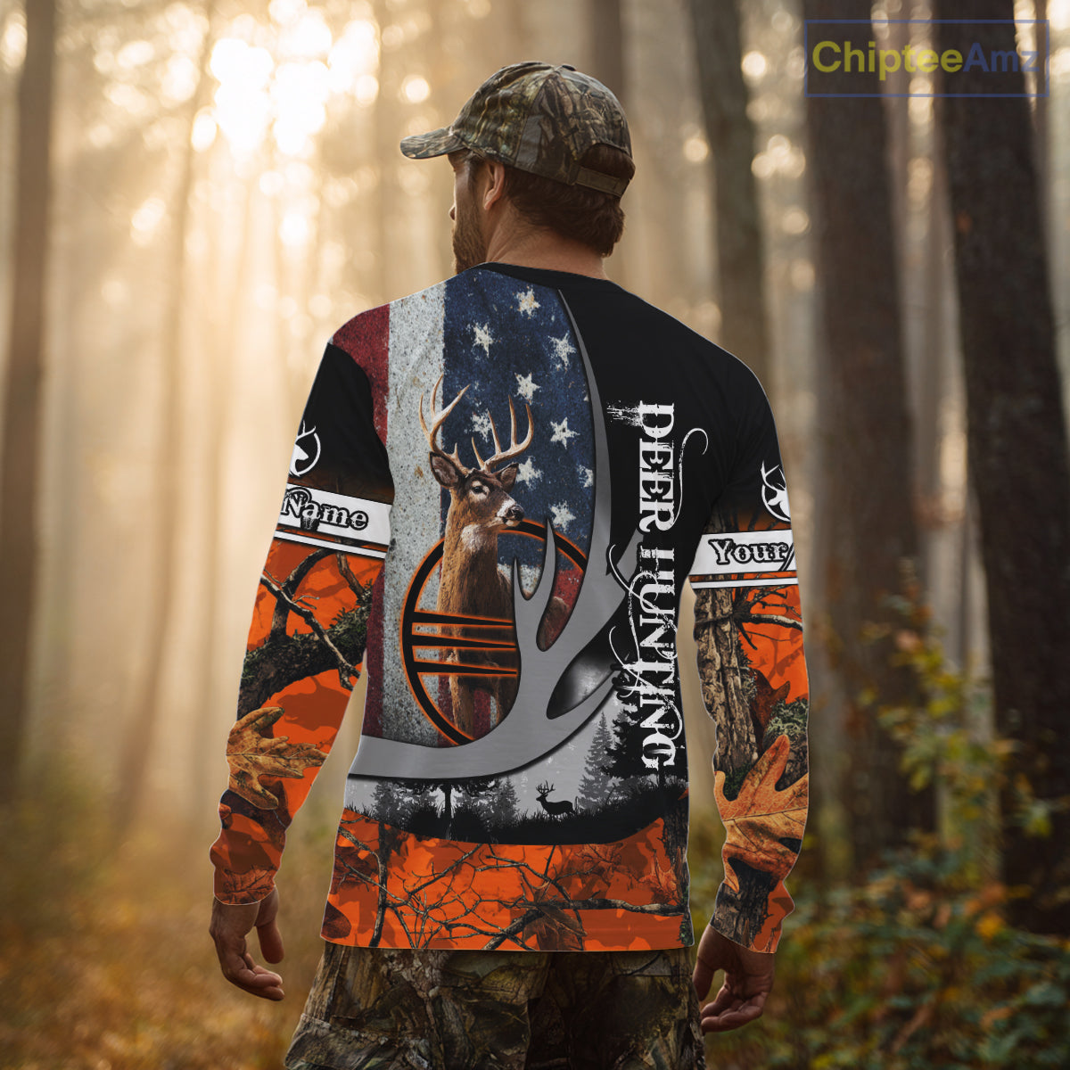 Whitetail Deer Hunting Shirt Custom Name Orange Camo, Deer Hunting Clothes For Men NBT268