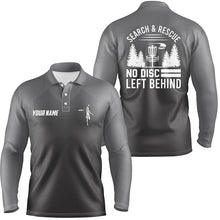 Load image into Gallery viewer, Search & Rescue Grey Geometric Pattern Mens Disc Golf Polo Shirts Cool Disc Golf Shirts For Men LDT0517