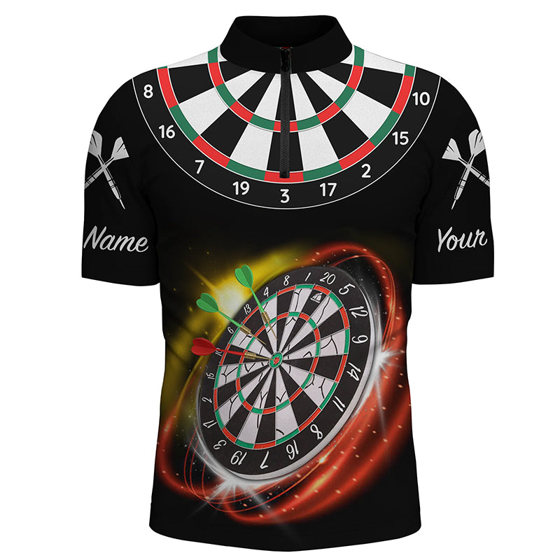 Personalized Red Black Mens Darts Quarter-Zip Shirt Custom Name Cool Darts Jersey For Men LDT0351