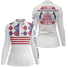 Load image into Gallery viewer, It Takes A Lot Of Balls Argyle Pattern Golf Polos Customized Golf Shirts For Women Golf Gifts LDT0952