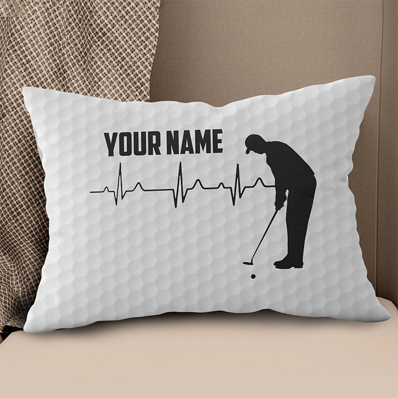 Golf Heartbeat Golf Ball Pattern Custom Pillow Personalized Golf Gifts LDT1085