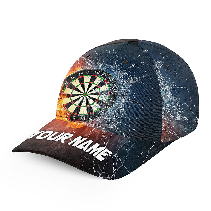 Water & Fire Darts Hat With Name Personalized Lightning Thunder Darts Hat Gifts For Dart Player LDT1270