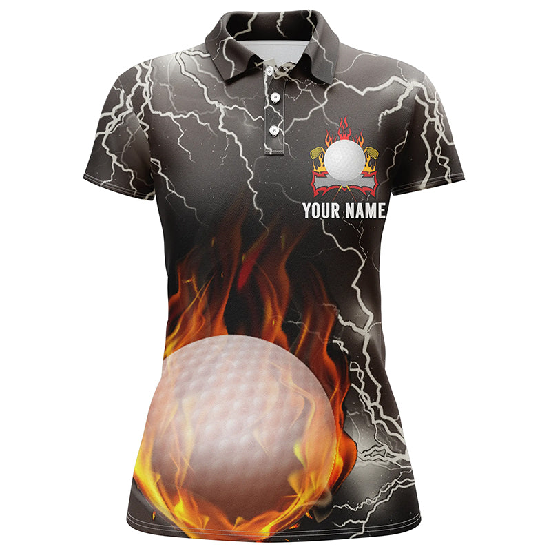 Custom Thunder Fire Flame Womens Golf Polo Shirt Lightning Golf Shirts For Women Golf Gifts LDT0149