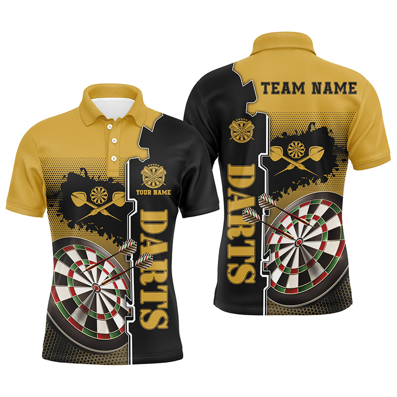 Personalized Yellow Black Mens Darts Polo Shirt Custom Darts Shirt For Men Darts Team Jersey LDT0417