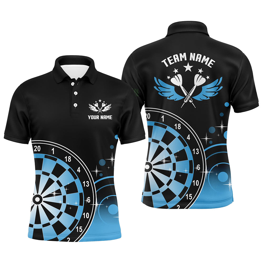 Personalized Darts Wings Black Blue Mens Polo Shirts Custom Mens Darts Shirt Dart Jerseys LDT1242