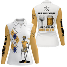 Load image into Gallery viewer, I'm A Simple Woman Skull Beer Argyle Pattern Golf Polo Shirts Beer Golf Shirts For Women LDT0528