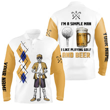 Load image into Gallery viewer, I'm A Simple Man Skull Beer Argyle Pattern Golf Polo Shirts Beer Golf Shirts For Men LDT0528
