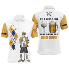 Load image into Gallery viewer, I'm A Simple Man Skull Beer Argyle Pattern Golf Polo Shirts Beer Golf Shirts For Men LDT0528