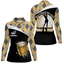 Load image into Gallery viewer, Just A Woman Who Loves Golf & Beer Argyle Pattern Golf Polo Shirt Beer Golf Shirts For Women LDT0533
