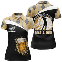 Load image into Gallery viewer, Just A Woman Who Loves Golf & Beer Argyle Pattern Golf Polo Shirt Beer Golf Shirts For Women LDT0533