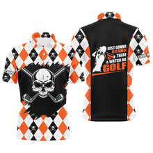 Load image into Gallery viewer, Mens Skull Golf Shirt Custom Golf Shirt With Skulls, Argyle Golf Shirts For Men, Halloween Golf Gifts LDT0069