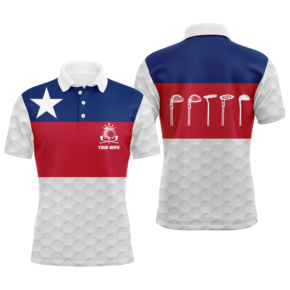 Texas Flag Mens Golf Polo Shirt, Texas Golf Shirts For Men, Custom Name Patriotic Golf Gifts LDT0073