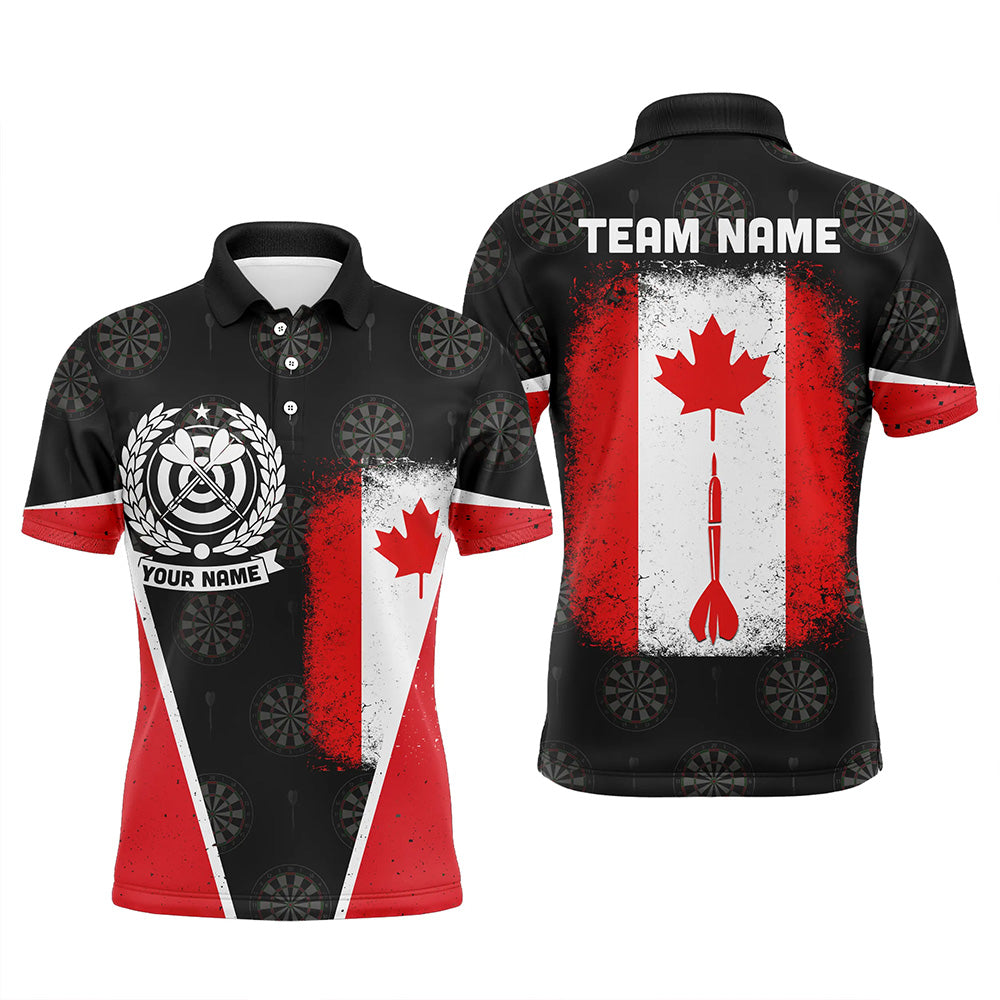 Retro Canada Flag Men Darts Polo Shirt Custom Patriotic Darts Shirt For Men Dart Jersey LDT0902