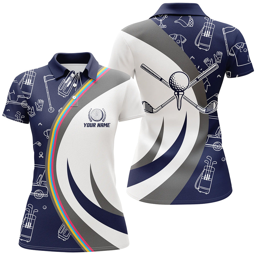 Golf Equipment Womens Golf Polo Shirts, Navy Custom Name Golf Shirts For Women, Golf Gifts LDT0097