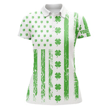 Load image into Gallery viewer, St Patrick's Day American Flag Womens Golf Polos Green Clover Patriotic Golf Tops For Women LDT1356