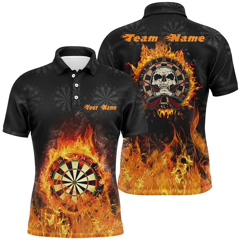 Fire Flame Skull Darts Mens Polo Shirt Custom Scary Darts Shirt For Men Cool Dart Jerseys LDT1029