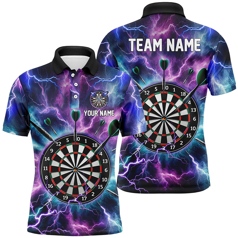 Purple Thunder Lightning Mens Darts Polo Shirt Custom Darts Shirt For Men Dart Jerseys LDT1443