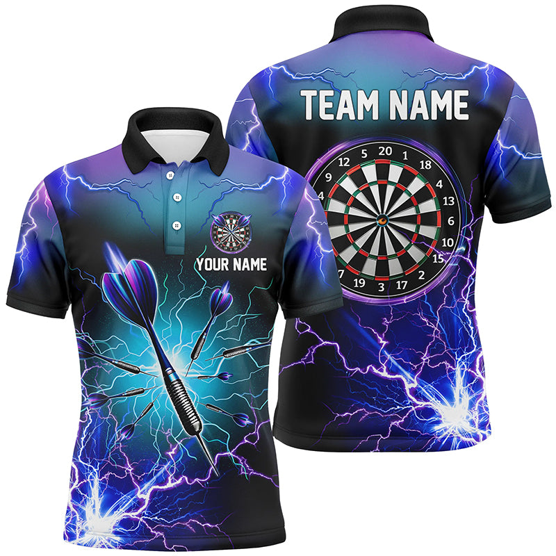 Purple Thunder Lightning 3D Mens Darts Polo Shirt Custom Dart Shirts For Men Dart Jerseys LDT1243