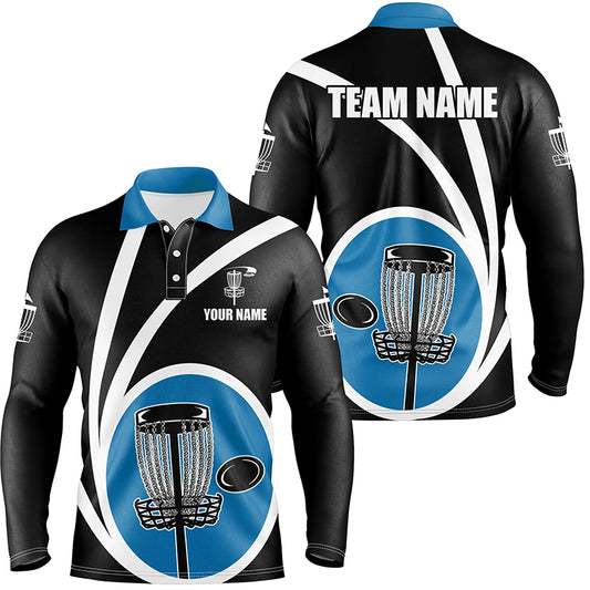Customized Black Blue Mens Disc Golf Polo Shirts Cool Disc Golf Shirt For Male Team Golf Gifts LDT1245