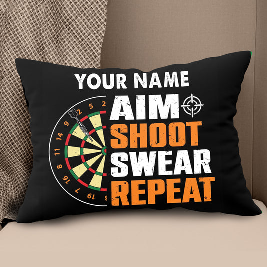 Aim Shoot Swear Repeat Vintage Custom Darts Pillow Personalized Gifts LDT1121