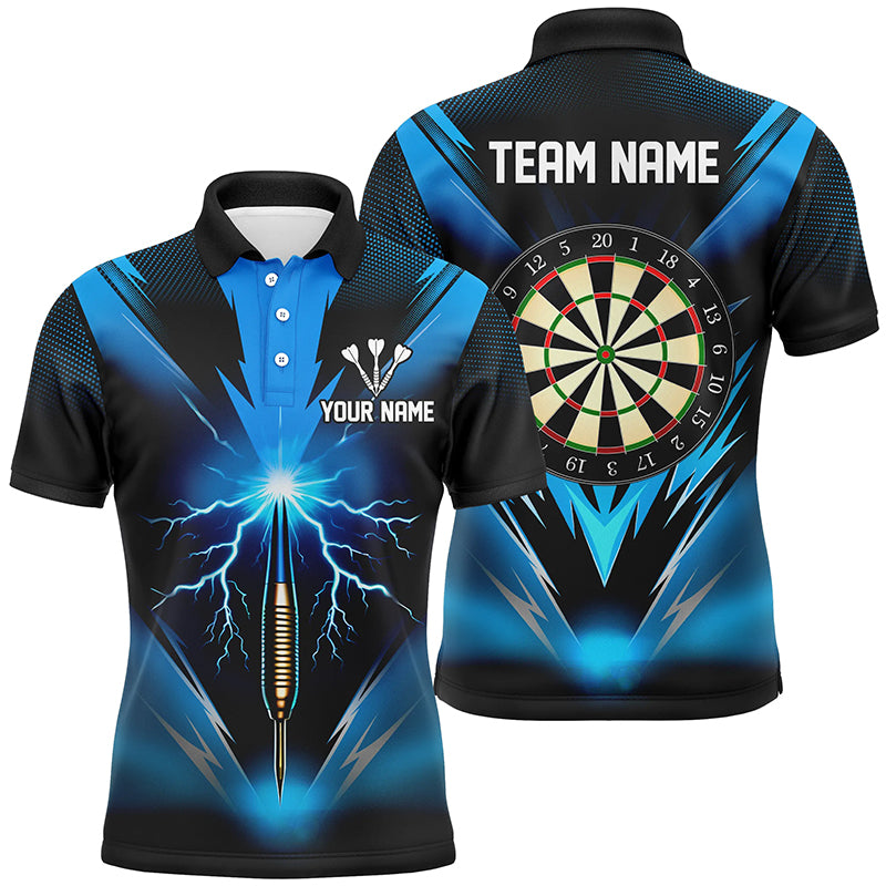 Blue Thunder Lightning Mens Darts Polo Shirt Custom Dart Shirts For Men Dart Jerseys LDT1373