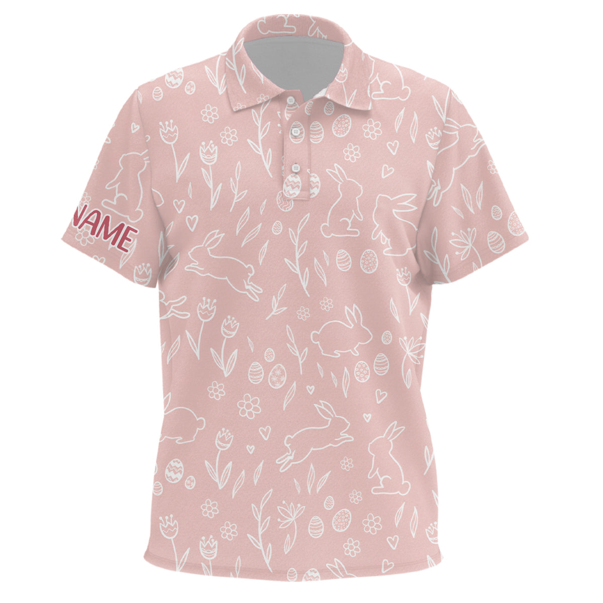 Pink Cute Easter Eggs & Bunnies Kids Golf Polo Shirt Custom Easter Day Golf Tops For Kid LDT1335