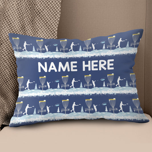 Disc Golf Winter Blue Custom Throw Pillow Personalized Disc Golf Gifts LDT1196