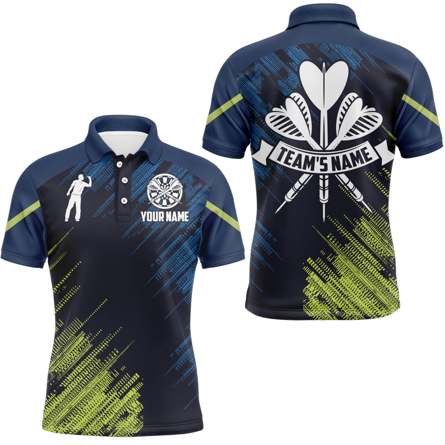 Personalized Darts Sports Style Green Blue Polo Shirt Darts Shirt For Men Darts Jersey LDT0421