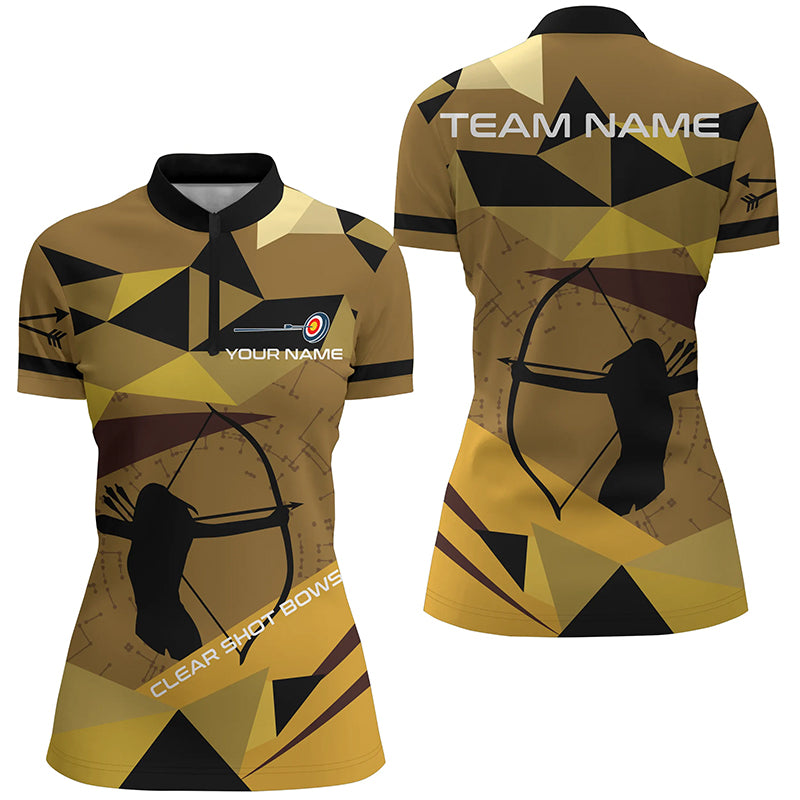 Personalized Clear Shot Bows Silhouette Archer Quarter-Zip Shirts For Women, Target Archery Shirts VHM0640
